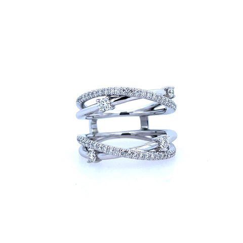 Lady's White 14 Karat Guard Style, Crossover Fashion Ring Size 6.5 Wit