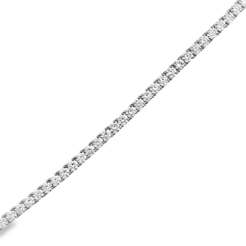 14 Karat White Gold Lab Created Tennis Bracelet Set With Fifty - One Round Lab Created Diamonds 10.72ctw