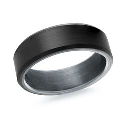 Black Polished Tantalum & Carbon Fibre 7Mm With Edge Ring Size 10