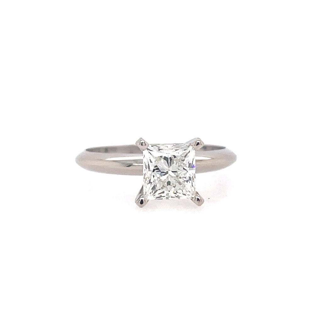Four Prong Solitaire Engagement Ring | 14k White (1.21ct Princess-Cut)