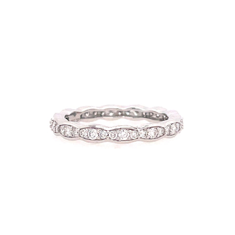 Lady's White Polished 14 Karat Prong Set Curved Other With 0.56Tw Roun