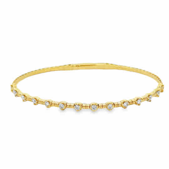 14ky Flexie with Round Diamond Stations, 6.75'' .50ctw Round Diamonds