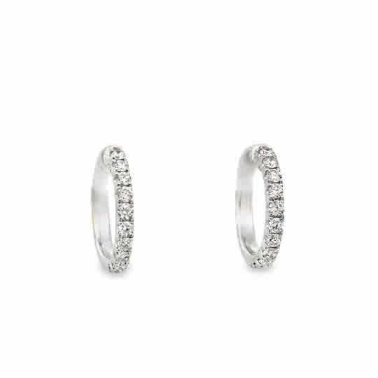18 Karat White Gold Diamond Hoop Earrings, with 20= 0.43tw Round G/H Si1 Diamonds