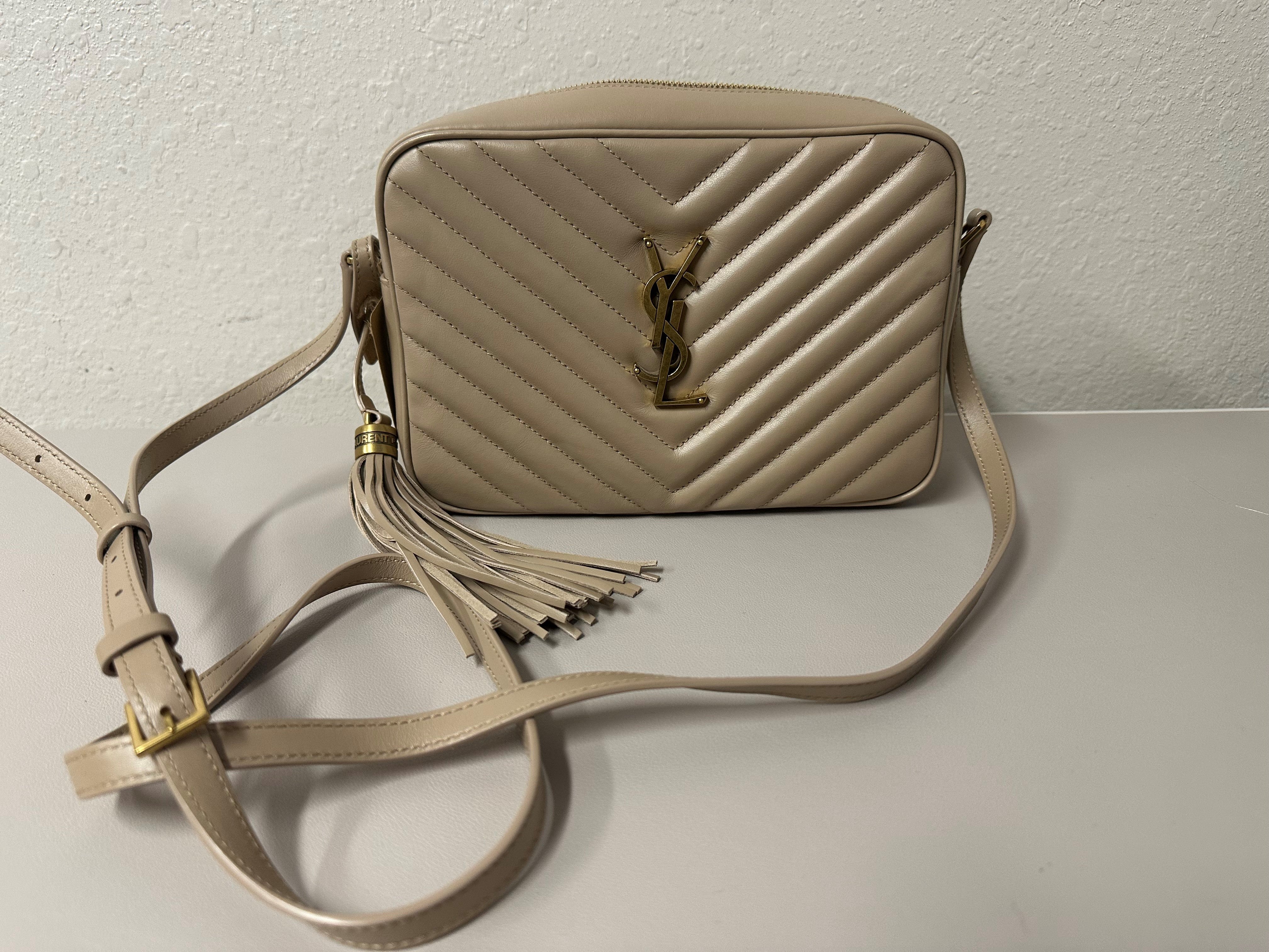 YSL Beige Lou Camera Crossbody with Gold Hardware, A Condition