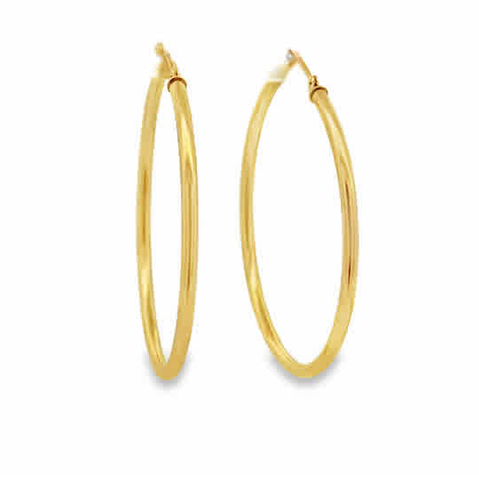 Lady's Yellow 14 Karat 2 X 40Mm Tube Hoop Earrings