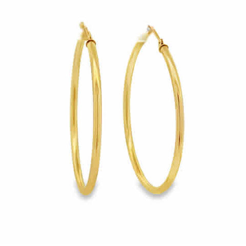 Lady's Yellow 14 Karat 2 X 40Mm Tube Hoop Earrings