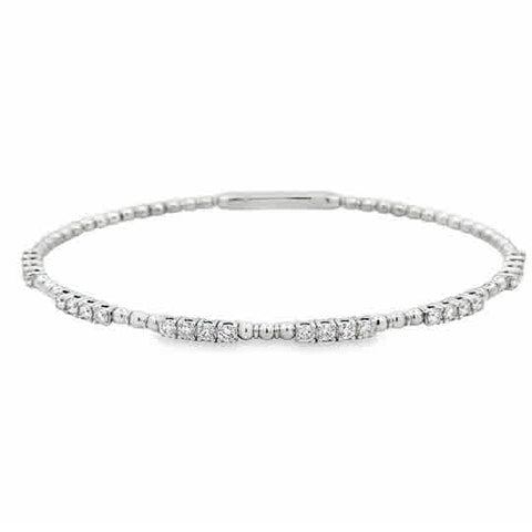 14kw Flexie with Four Stone Stations, 24= 0.87ctw G/H Si2/Si1 Round Brilliant Cut Diamonds, Bracelet Length 6.75''