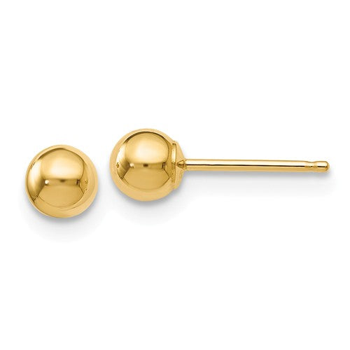 Lady's Yellow 14 Karat 4Mm Gold Ball Earrings