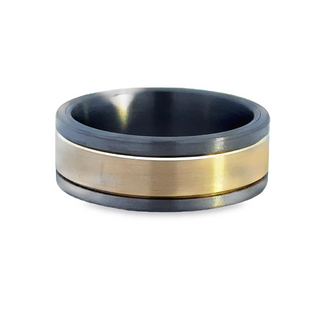 White/Yellow Tantalum/14Kt 8Mm Traditional Inlay Ring Size 10