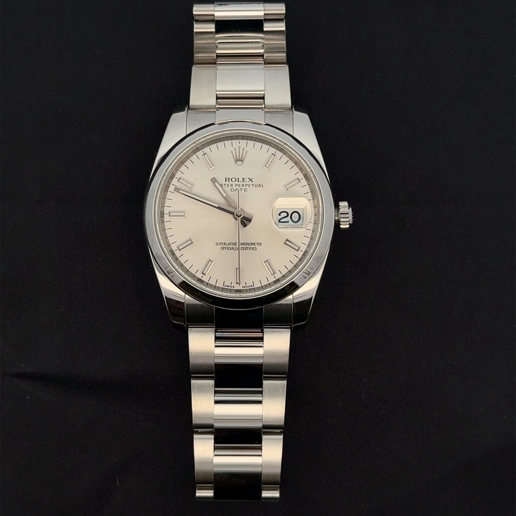 Rolex Oyster Perpetual Date Silver Face Watch