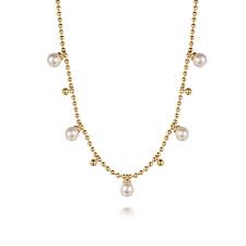 Beaded Multiple Station Pearl Necklace | 14k Yellow