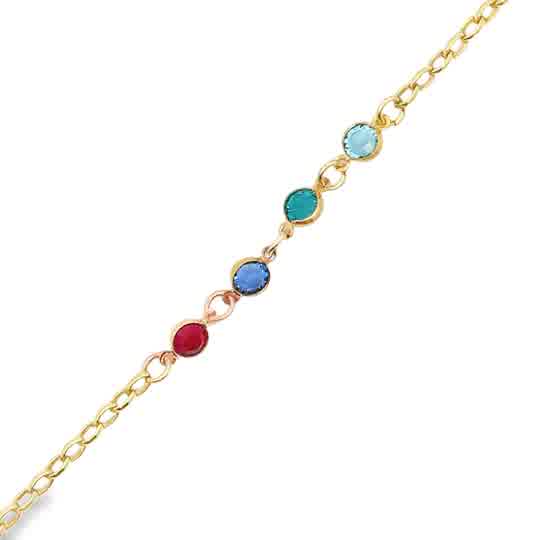 Lady's Yellow Gold Filled Connected Cable Bracelet With Four (4) Bezel