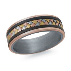 Black/Rose Tantalum/14Kt 7Mm, Braided Center Ring Size 10