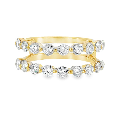14 Karat Yellow Gold Double Row Guard Prong Set with 1.62ctw Round Lab Created Diamonds