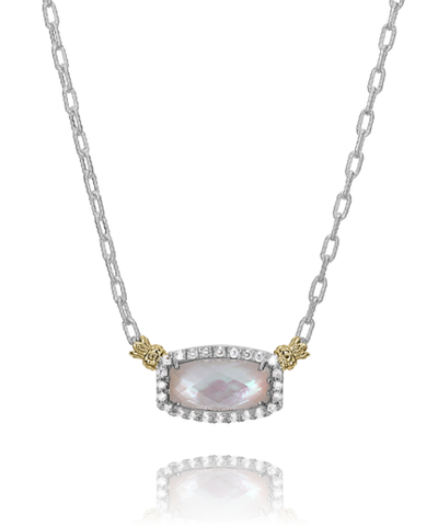 Stationary Halo Necklace | 14k Yellow/White Sterling