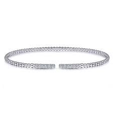 14K White Gold Bujukan Diamond Bars Bangle .31ctw