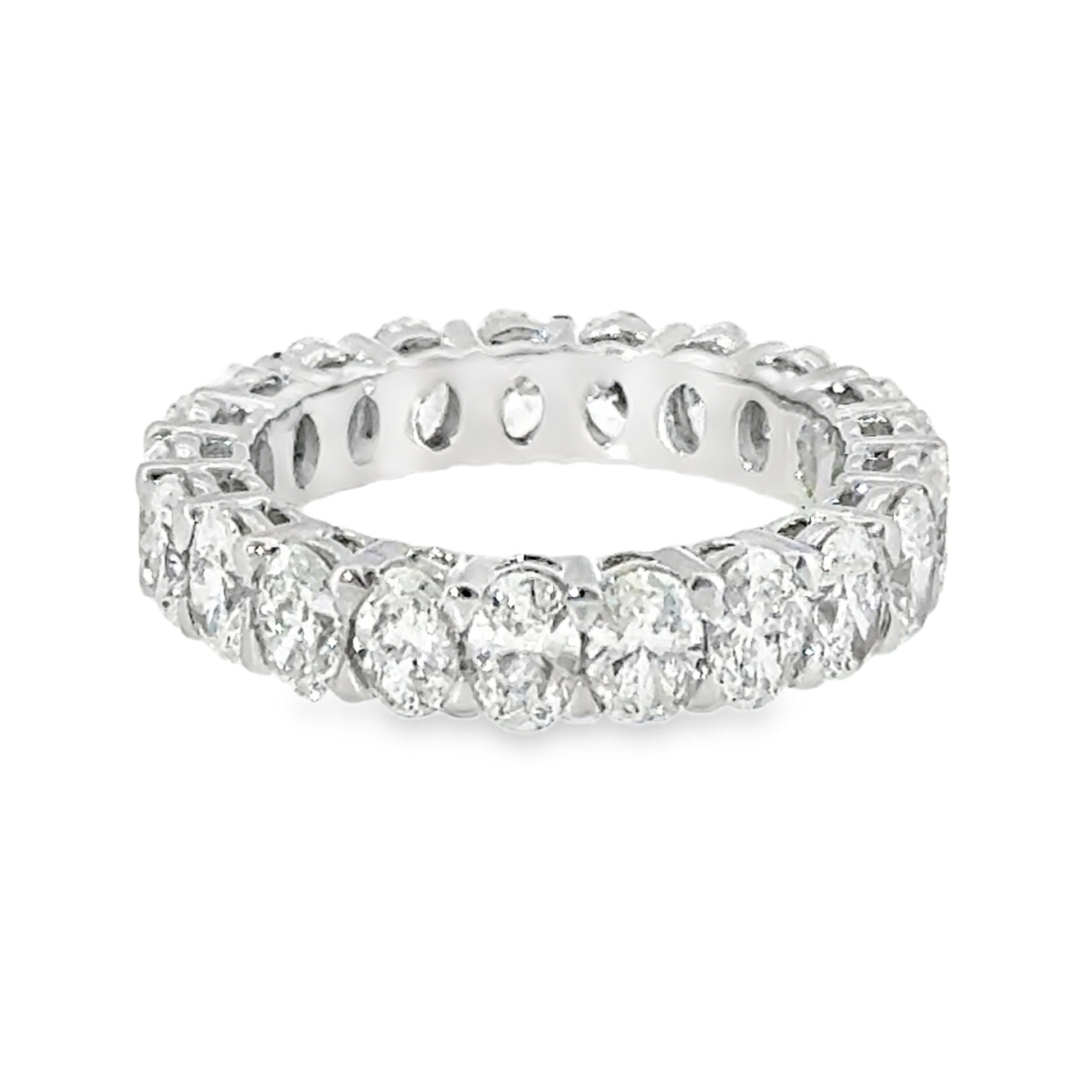 18 Karat White Gold Eternity Ring with 4.20ctw Oval Cut Lab Created Diamonds