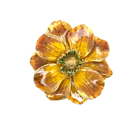 Glass Flower Brooch | Plated Enamel