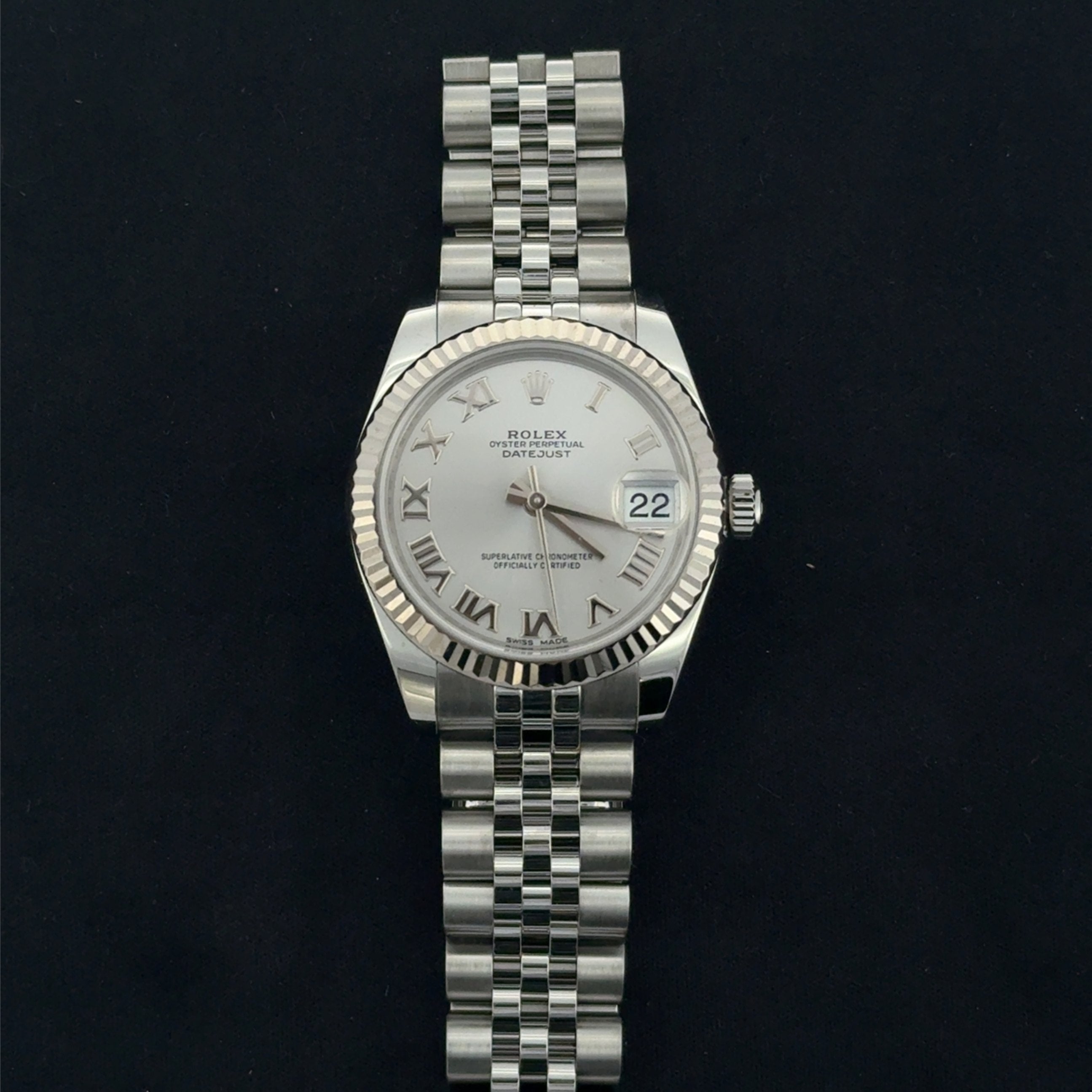 Rolex Datejust Silver Roman Numerals 31mm Fluted Bezel with Jubilee Band, Serial #32Q67234, Reference #178274, 2016 Pre-Owned **Not Affiliated with Rolex, All Sales Final