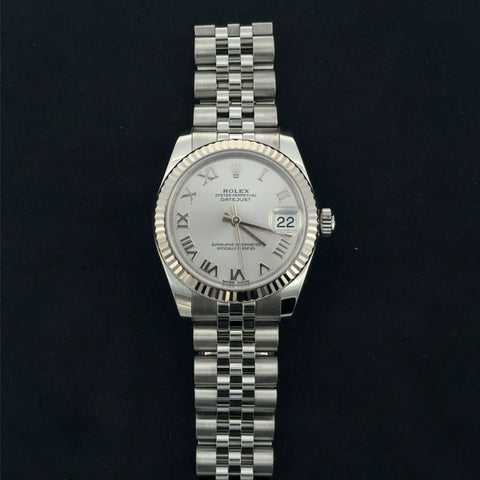 Rolex Datejust Silver Roman Numerals 31mm Fluted Bezel with Jubilee Band, Serial #32Q67234, Reference #178274, 2016 Pre-Owned **Not Affiliated with Rolex, All Sales Final