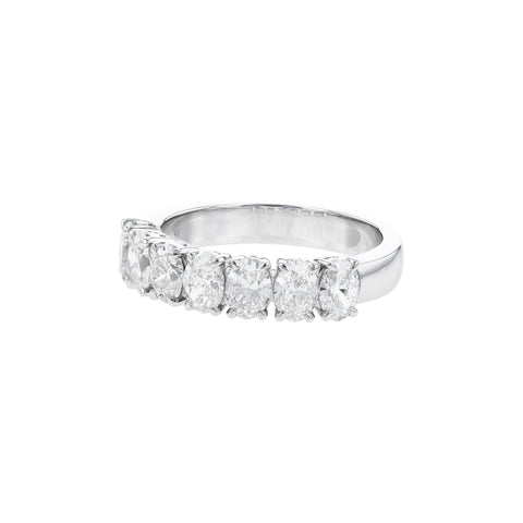 14 Karat White Gold Prong Set Anniversary Ring with 1.66ctw Oval Cut Diamonds