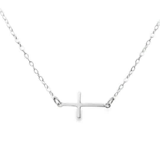 Lady's White Sterling Silver Carried By The Cross Necklace

Safe To