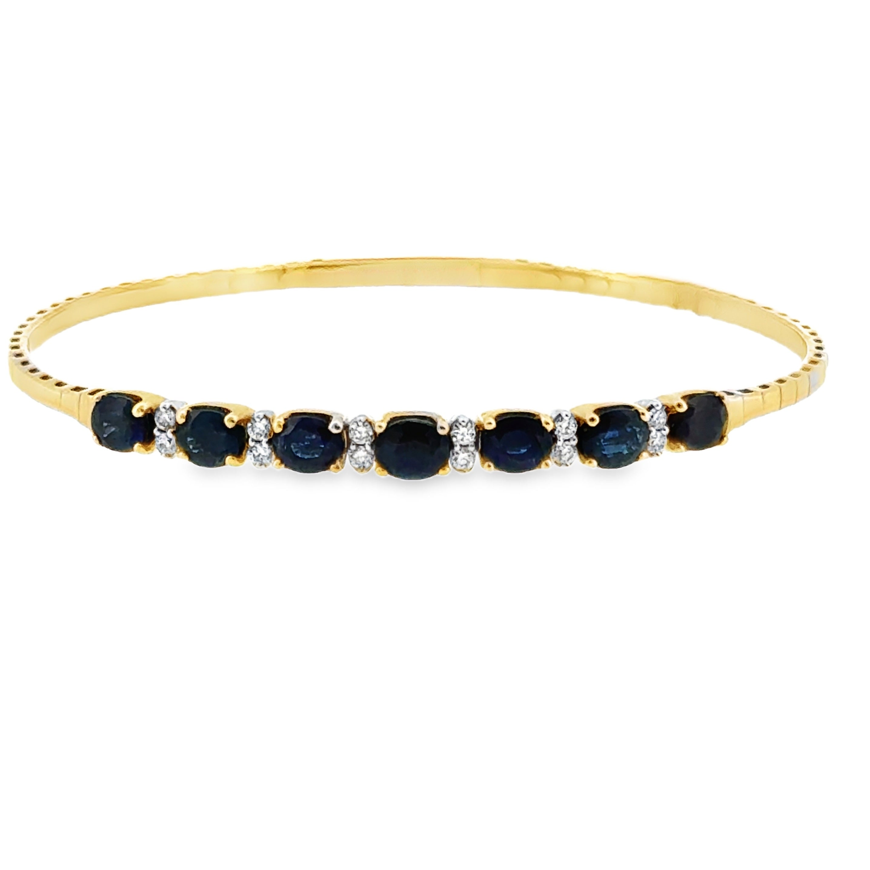14 Karat Yellow and White Gold Bangle with 3.54ctw Sapphires and .22ctw Diamonds