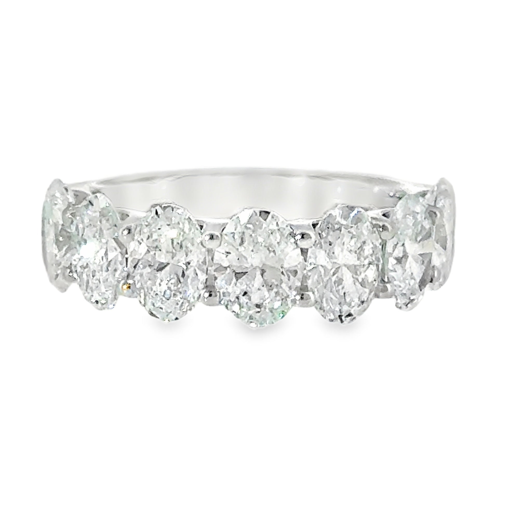 14 Karat White Gold Anniversary Ring with Seven (7) Oval Cut Lab Created Diamonds, 4.20ctw