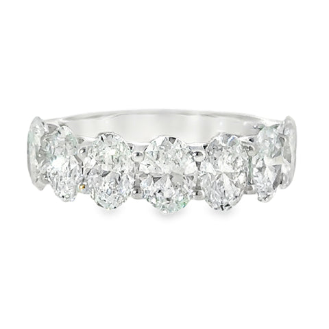 14 Karat White Gold Anniversary Ring with Seven (7) Oval Cut Lab Created Diamonds, 4.20ctw