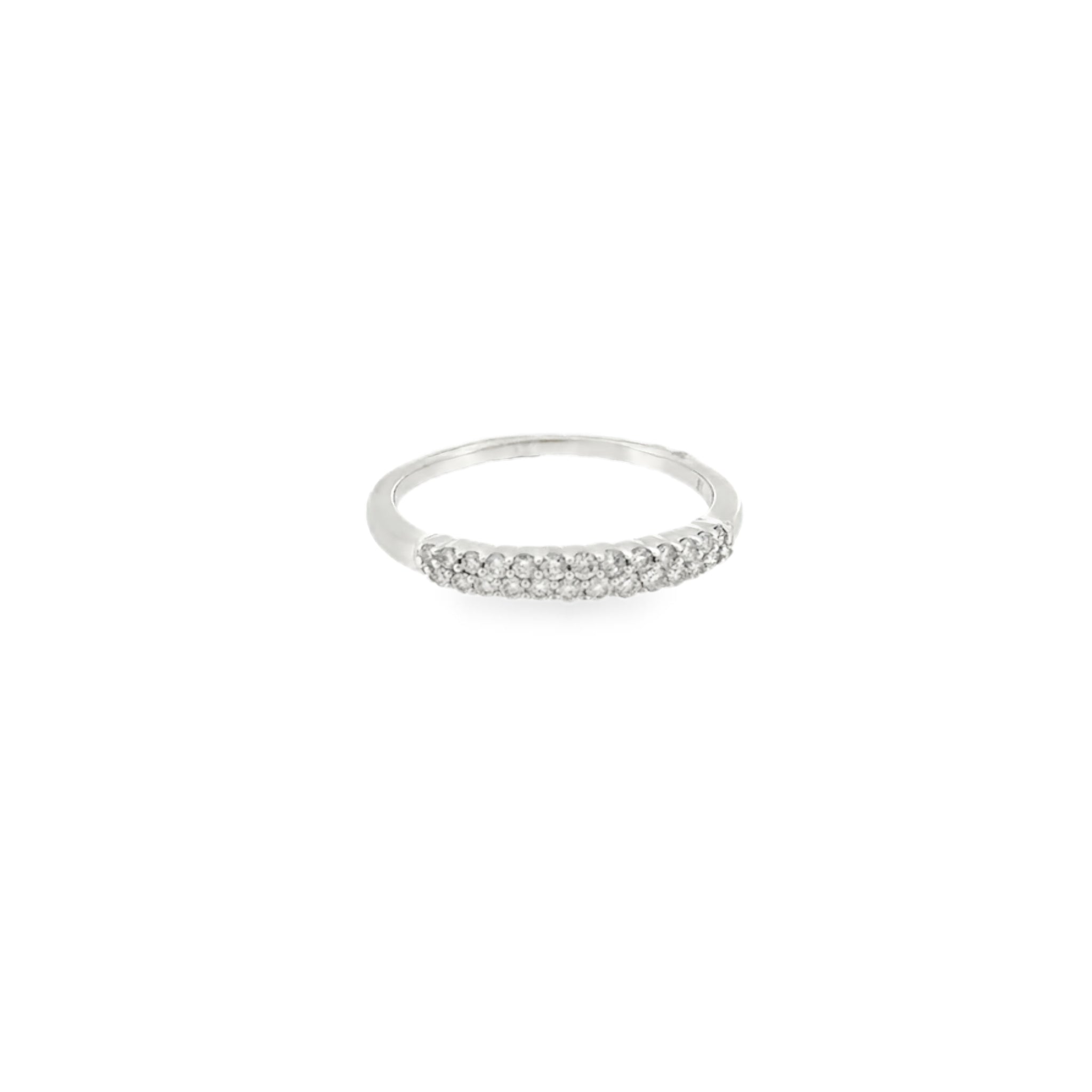 14 Karat White Gold Double Row Anniversary Ring with Round Brilliant Cut Diamonds .24ctw