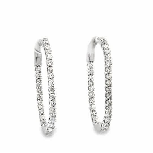 14kw Inside Out Hoop Earrings 1.00ctw Round Diamonds