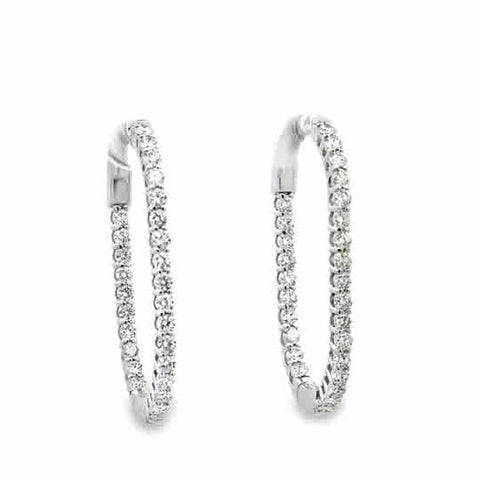 14kw Inside Out Hoop Earrings 1.00ctw Round Diamonds