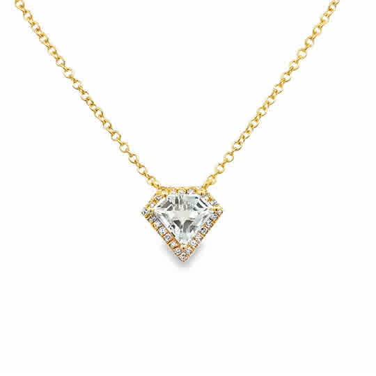 14 Karat Yellow Gold Fashion Necklace with .75ct White Topaz and .07ctw Round Brilliant Cut Diamonds