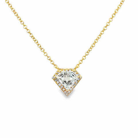 14 Karat Yellow Gold Fashion Necklace with .75ct White Topaz and .07ctw Round Brilliant Cut Diamonds