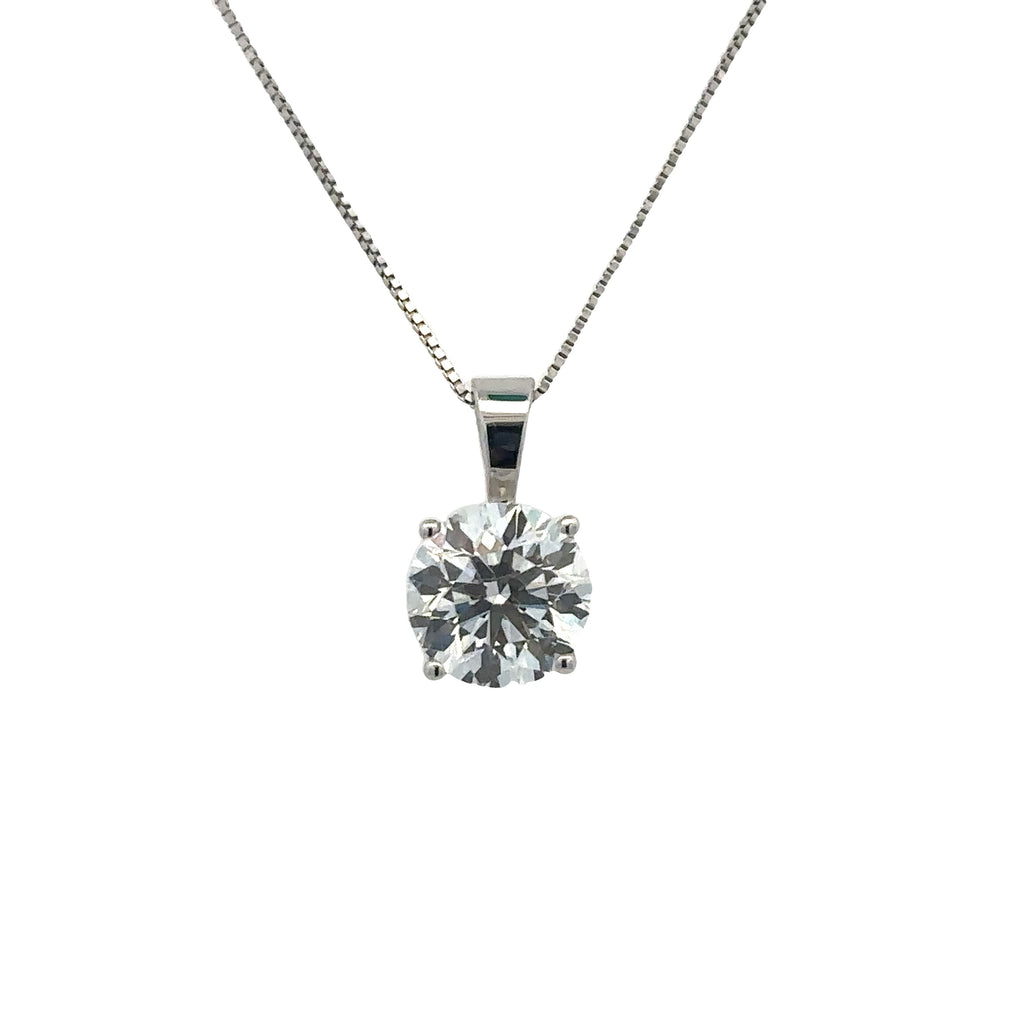 Lady's White 14 Karat Solitaire Lab Created Necklace With One 1.50Ct R