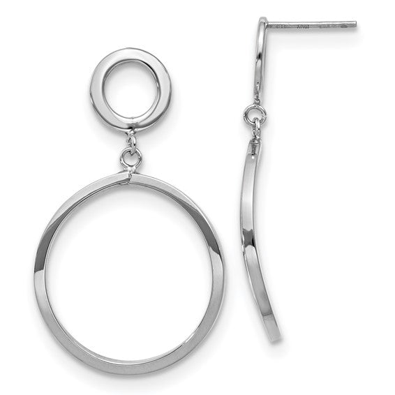 White, Polished 10 Karat Curved Hoop Dangles