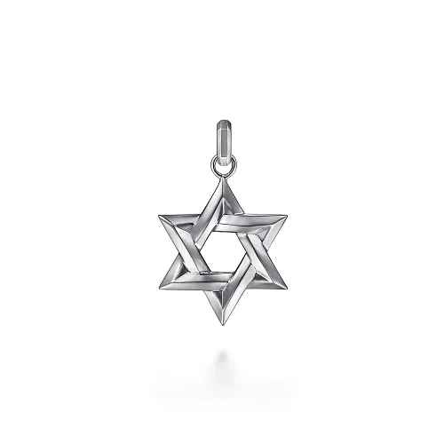 Lady's White Sterling Silver Star Of David Charm