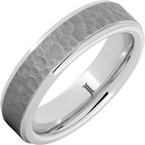 White Serenium Sandblast 6Mm Flat Groove Edge, Moon Wedding Band Size 10