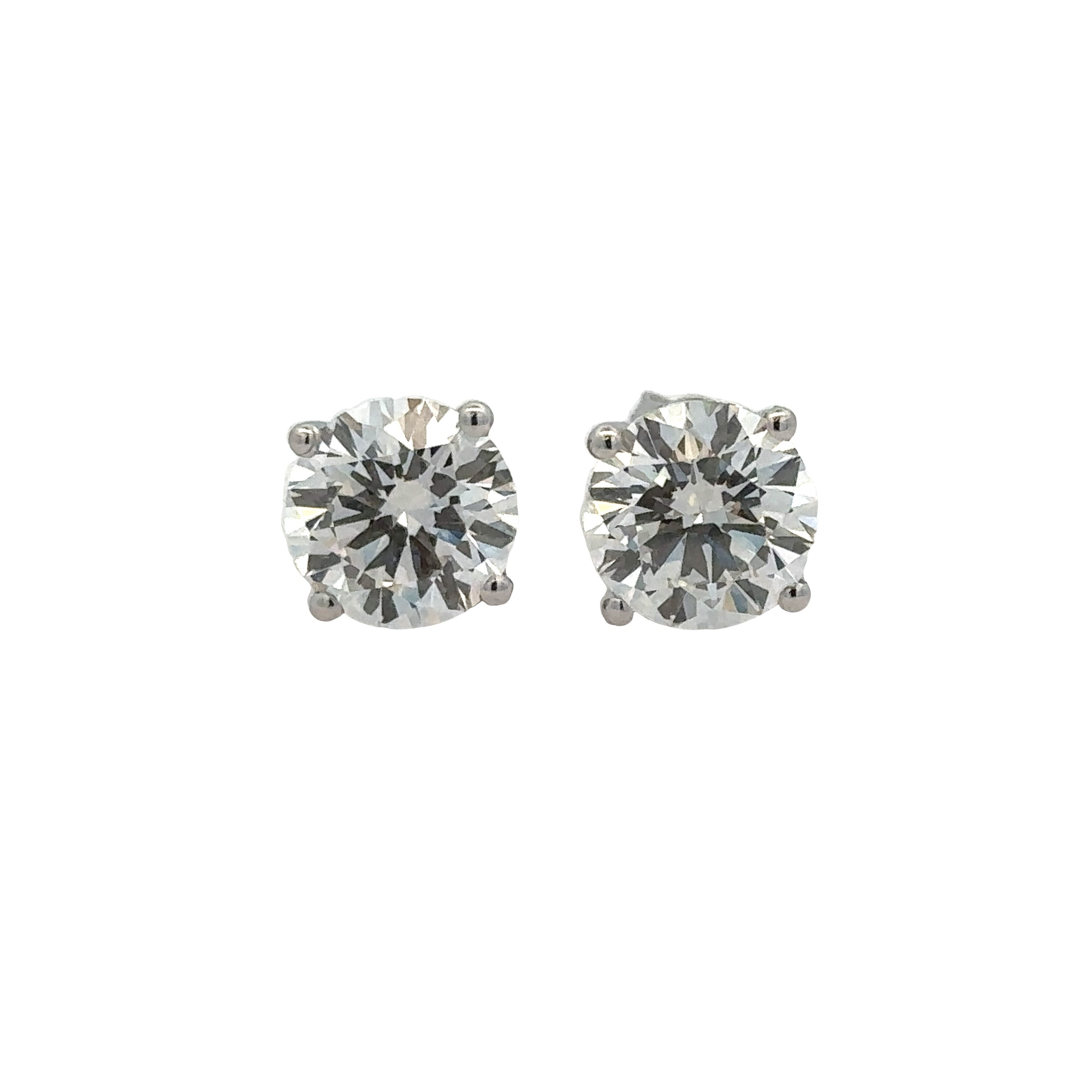 Lady's White 14 Karat Four Prong Baskets Lab Created Earrings 2=4.00tw