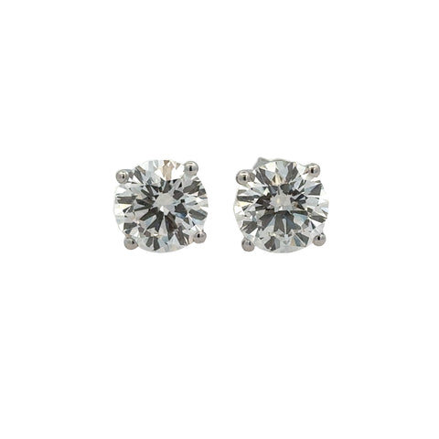 Lady's White 14 Karat Four Prong Baskets Lab Created Earrings 2=4.00tw