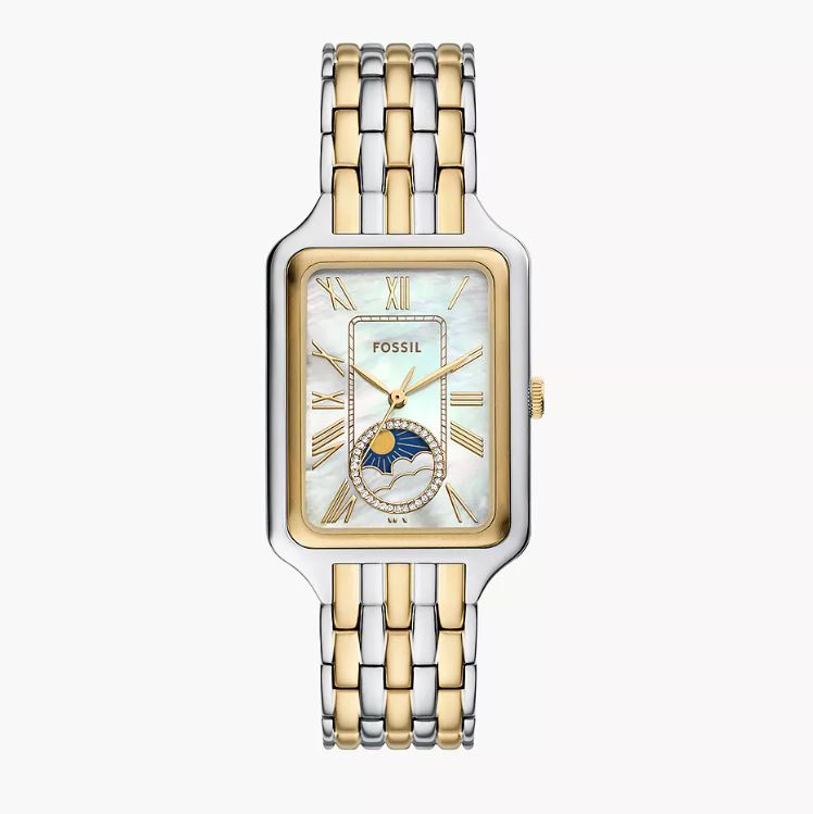 Raquel Sun Moon Multifunction Two-Tone Stainless Steel Watch