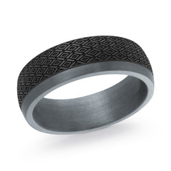 White Polished Tantalum & Carbon Fiber 7Mm Scratch Finish Center Ring