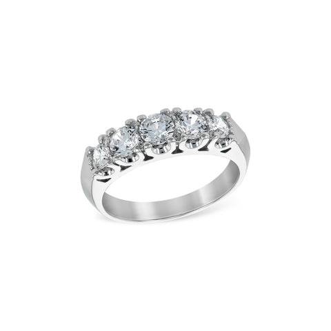 14 Karat White Gold Prong Set Anniversary Ring with 1.00ctw Round Brilliant Cut Diamonds
