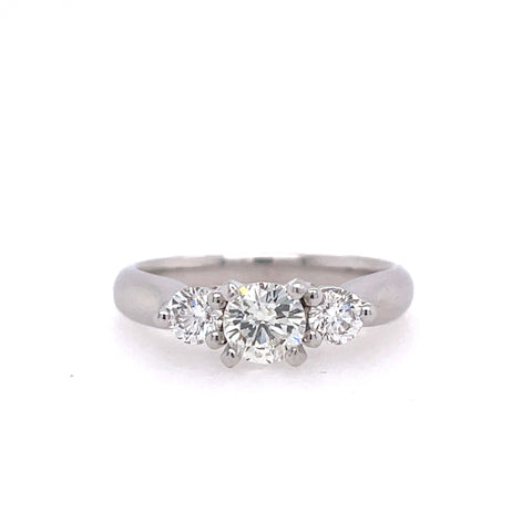 Three Stone Ring | 14k White (0.52ct Round)