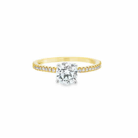 14 Karat Yellow Gold Diamond Semi Mount with Round Cubic Zirconium and .13ctw Round Diamonds
