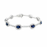 18 Karat White Gold, Oval Link Bracelet, Set With 5.27ctw Sapphires, and 3.12ctw Round Brilliant Cut Diamonds