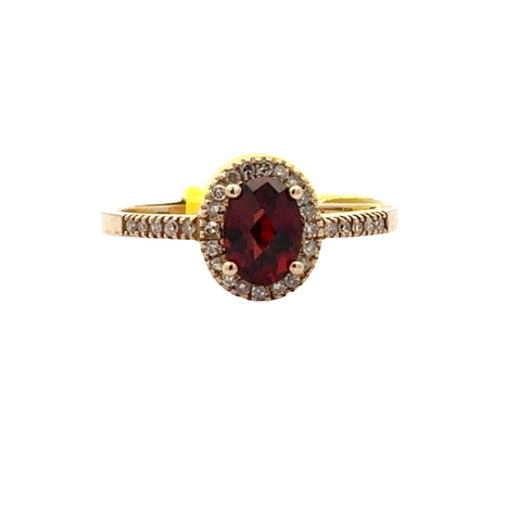 Garnet Oval Halo Fashion Ring | 10k Yellow (0.76ct Oval)
