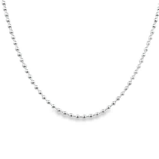 Lady's White Sterling Silver 18" Ball Necklace