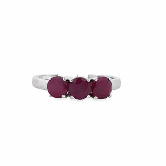 Three Stone Fashion Ring | 14k White