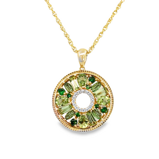Multi-Stone Circle Necklace | 14k Yellow